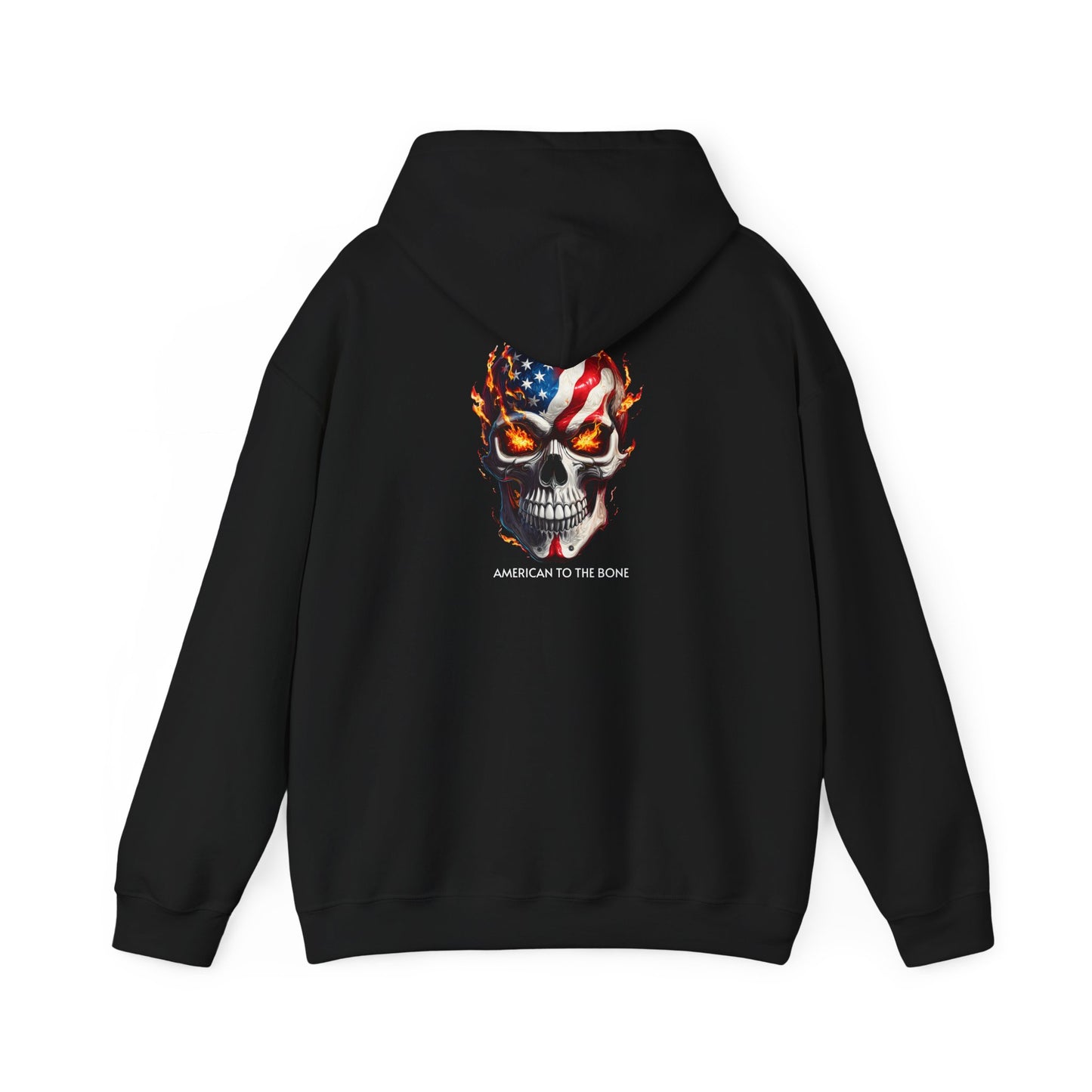 American to the Bone – Patriot Flame Skull Hoodie