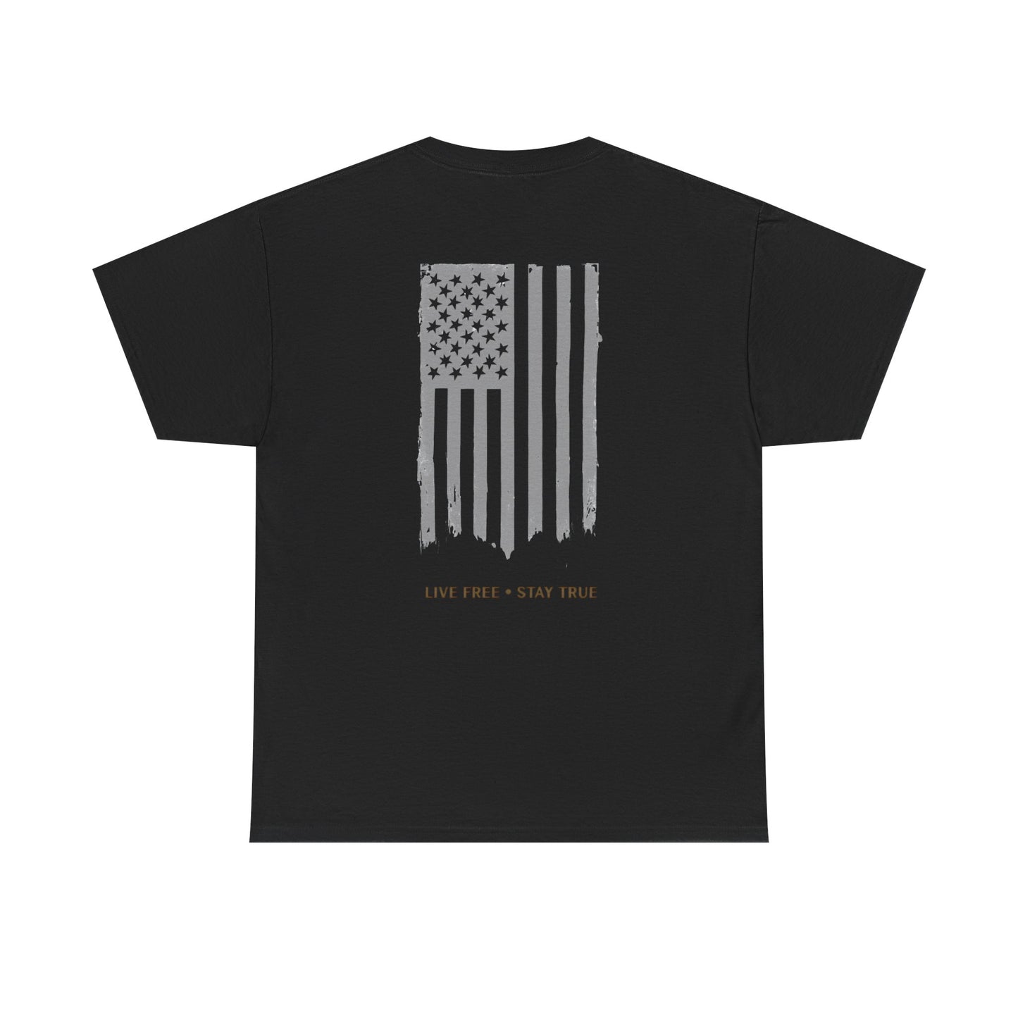 Live Free • Stay True Distressed American Flag T-Shirt