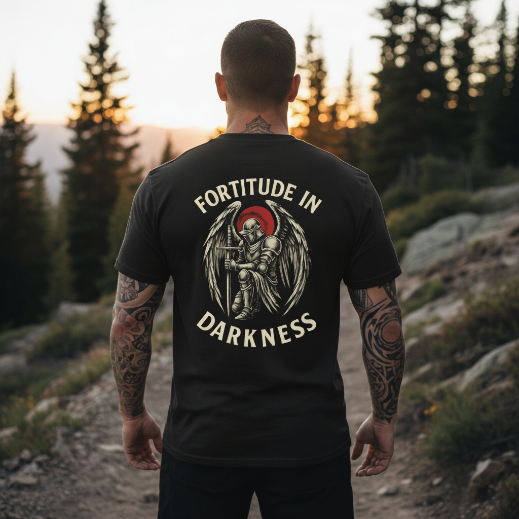 Fortitude in Darkness - Angel Knight Graphic T‑Shirt