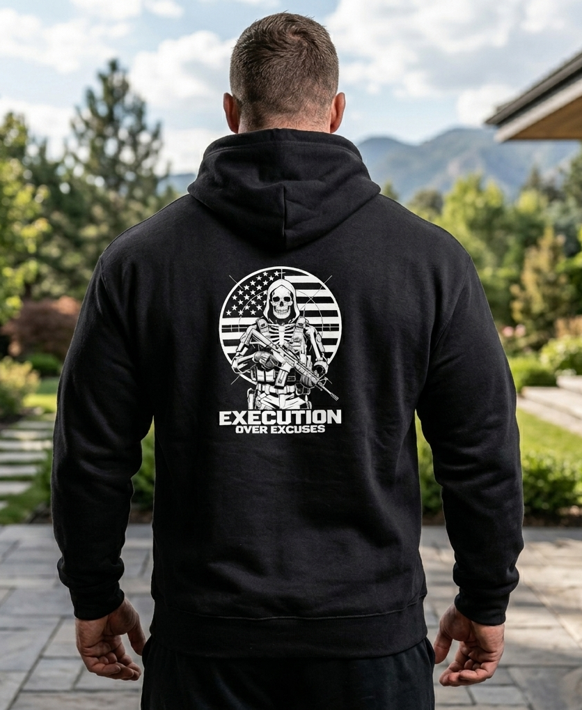Execution Over Excuses Skull Operator Hoodie