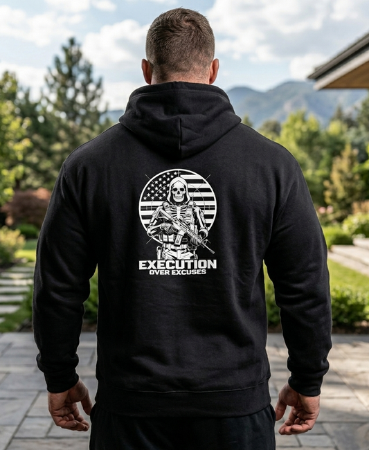 Execution Over Excuses Skull Operator Hoodie