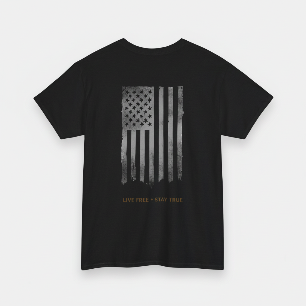 Live Free • Stay True Distressed American Flag T-Shirt