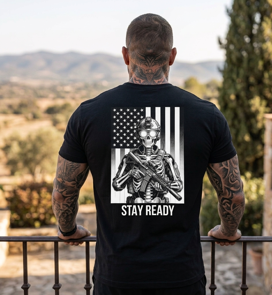 Stay Ready Tactical Skull T-Shirt